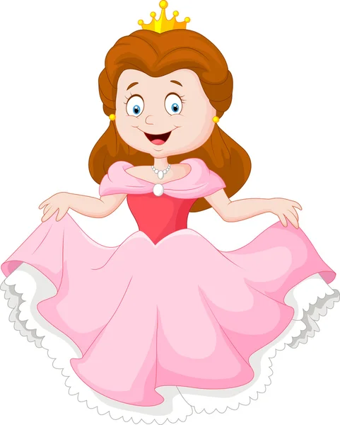 Cartoon prinses in roze jurk — Stockvector