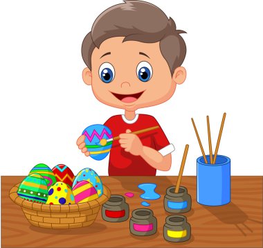 Çizgi film çocuk yumurta boyama