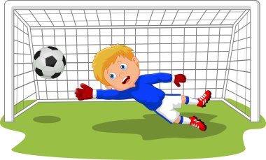 Çizgi film futbol futbol kaleci kaleci bir hedef kaydetme