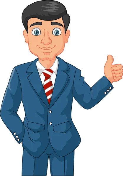 Cartoon businessman giving thumbs up — Stock Vector