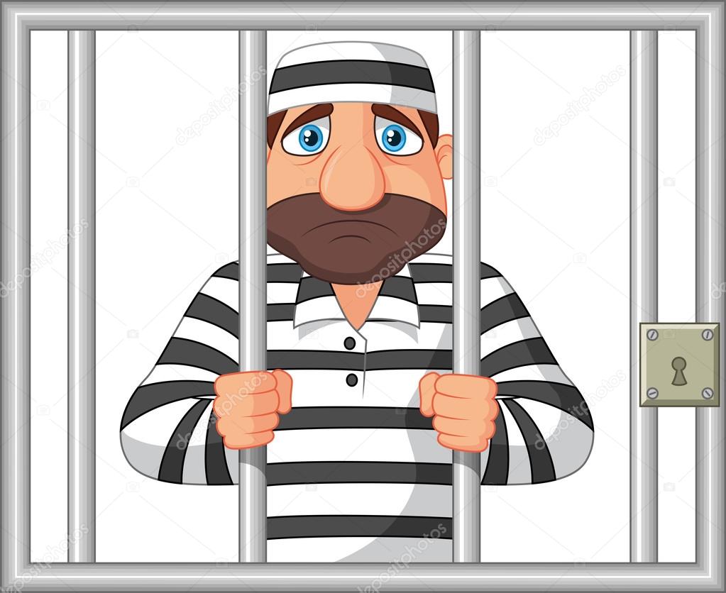 Cartoon Prisoner behind bar