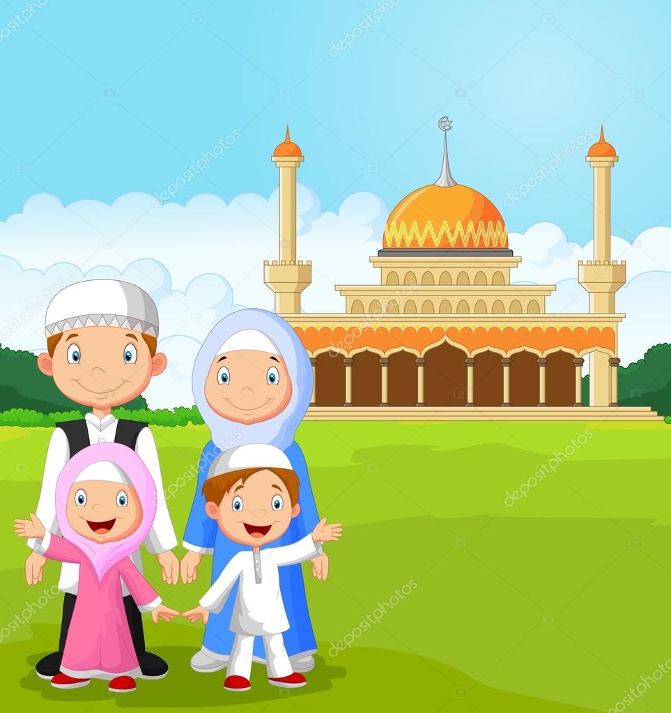 Bande dessin e heureuse famille musulmane Image Bande dessin e heureuse famille musulmane Image