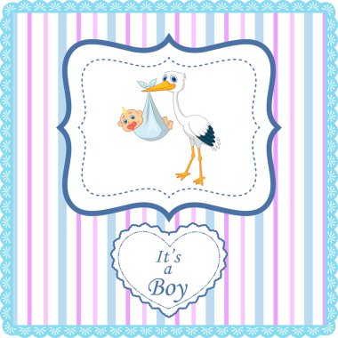 Çizgi film leylek bebek çocuk kartı ile