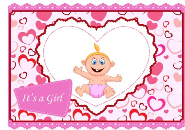 Sevimli çizgi bebek kız kartı