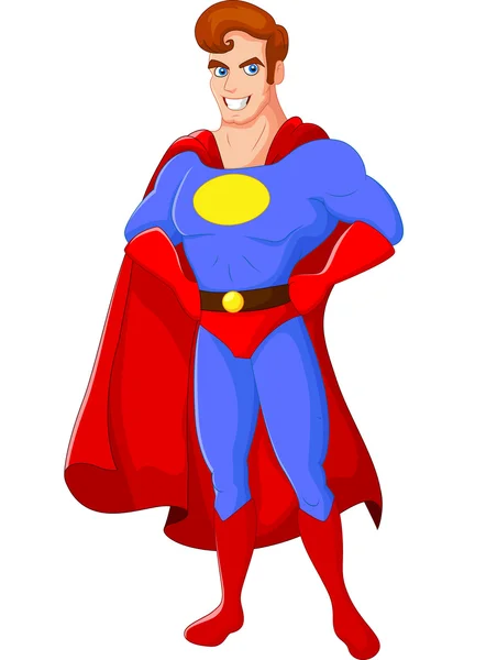 Caricatura macho superhéroe posando — Vector de stock