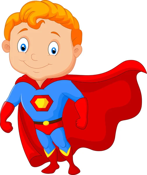 Superhéroe niño de dibujos animados — Vector de stock