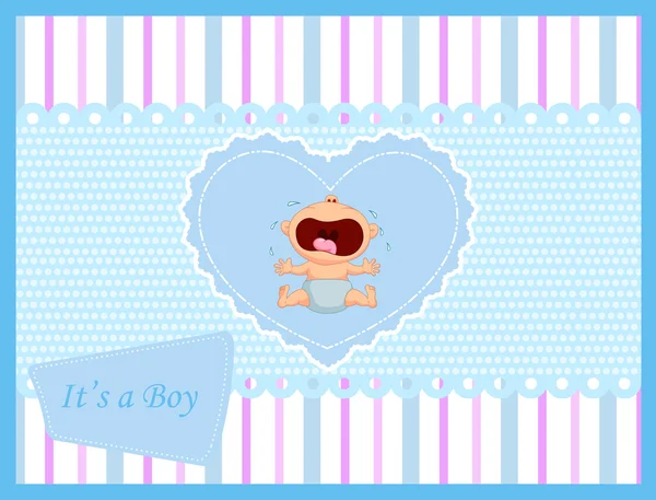 Cartoon Baby Junge weint Karte — Stockvektor