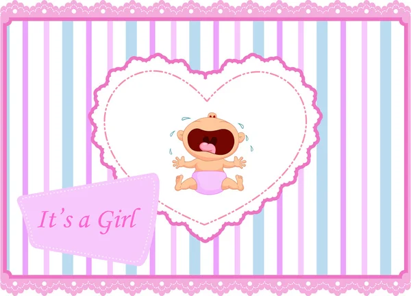 Cartoon bébé fille pleurer carte — Image vectorielle