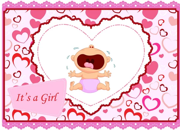 Cartoon bébé fille pleurer carte — Image vectorielle