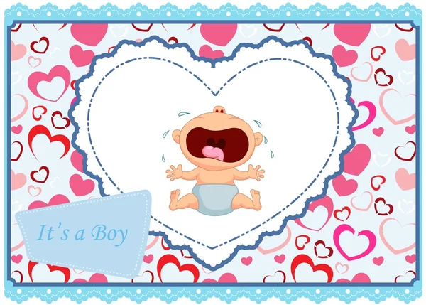 Cartoon baby boy crying card — Stock Vector