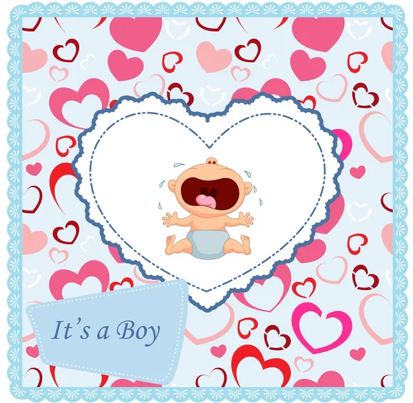 Cartoon baby boy crying card — Stock Vector