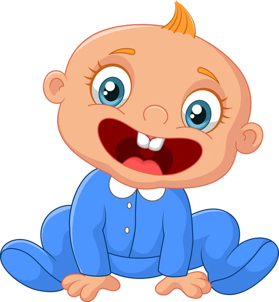 Happy cartoon baby boy - Stok Vektor