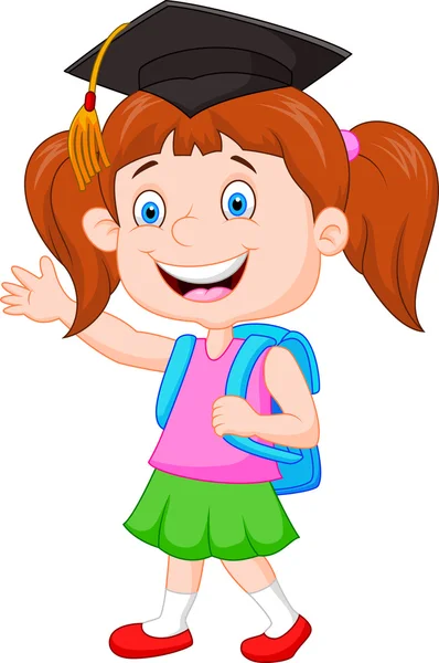 Schoolgirl cartoon ready go to school — Stock Vector