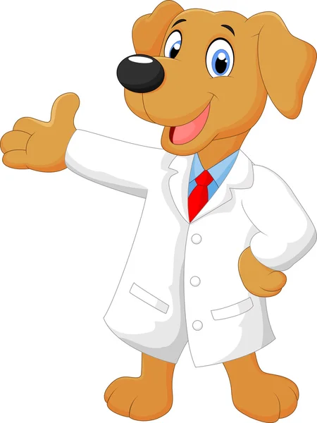 Cartoon doctor perro posando — Vector de stock