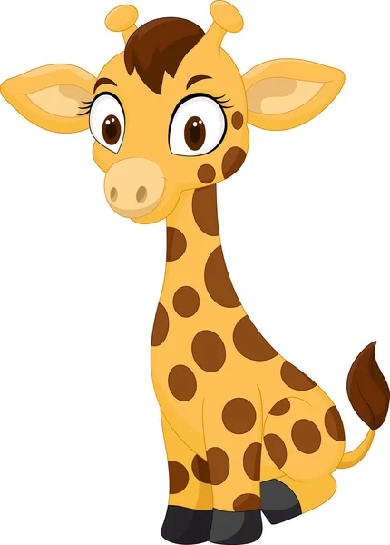 Cartoon bebê girafa sentado — Vetor de Stock