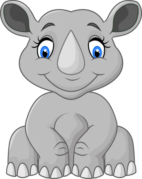 Cartoon schattig rhino zitten — Stockvector