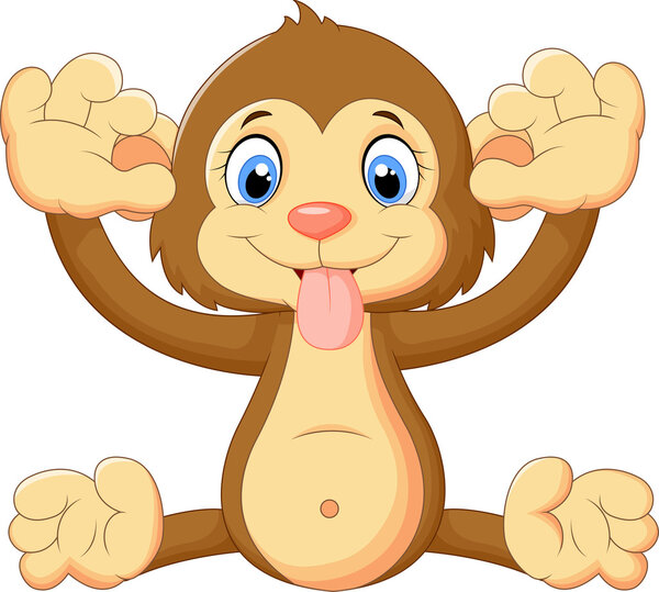 Мультфильм обезьяна делает лицо и показывает свой язык
