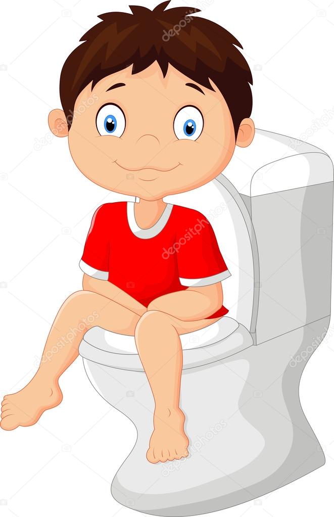 Little boy cartoon sitting on the toilet Stock Vector Image by ©tigatelu  #70907259