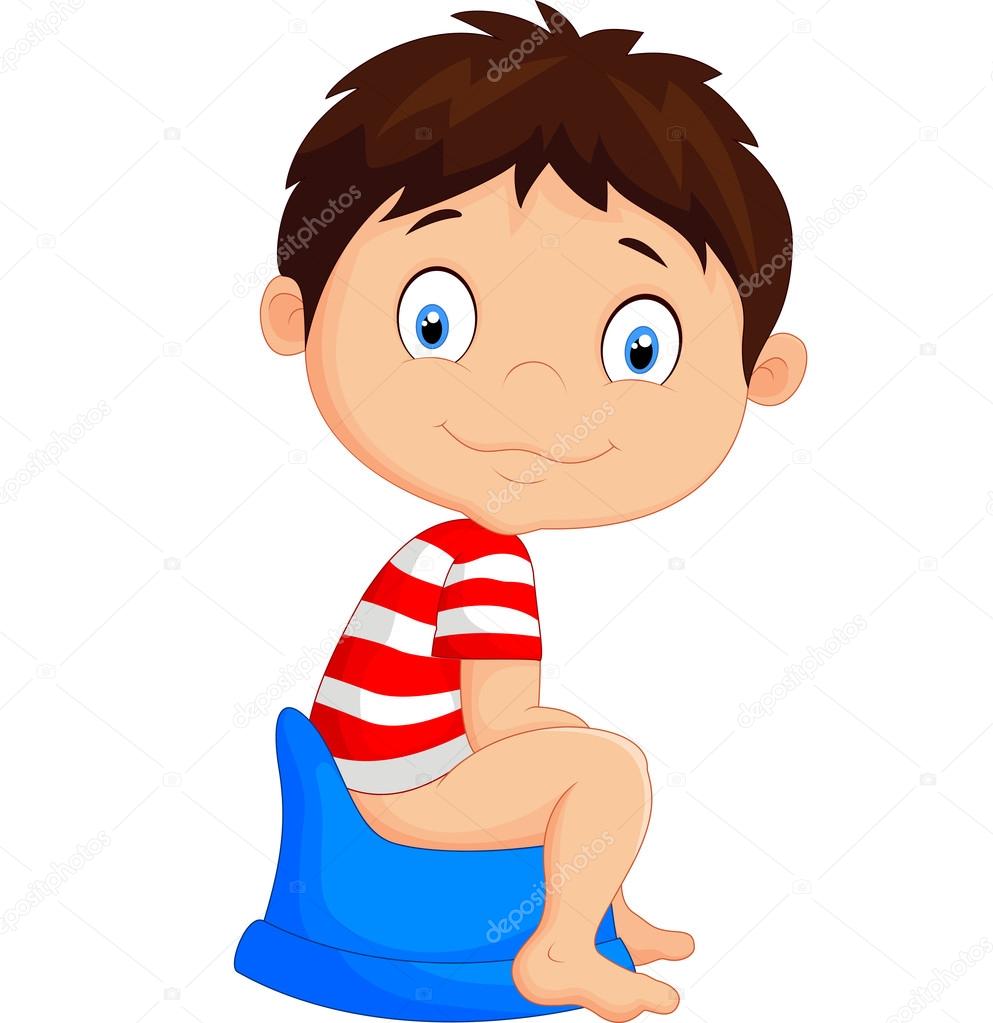 Cartoon boy sitting on the potty