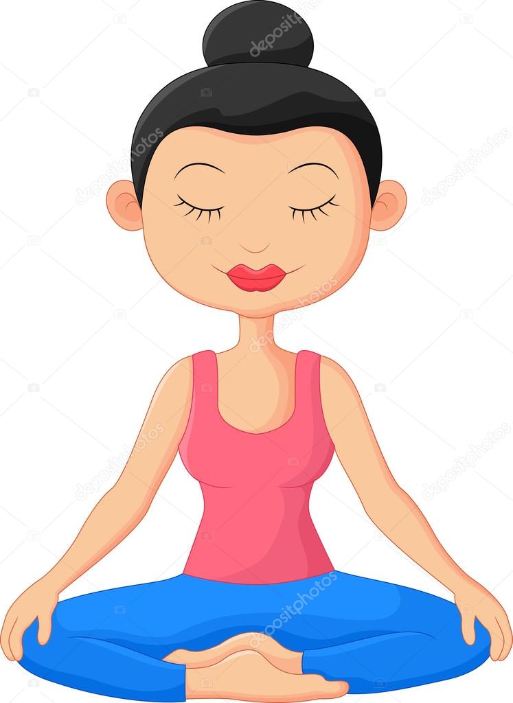 Bela mulher desenho animado fazendo Yoga Meditação imagem vetorial de  tigatelu© 70907391