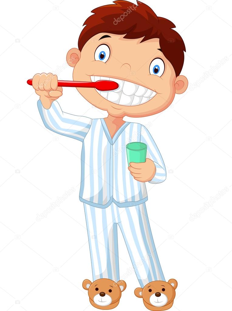 Dibujos animados niño pequeño cepillarse los dientes 2023