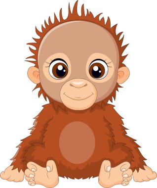 Cartoon baby orangutan sitting clipart