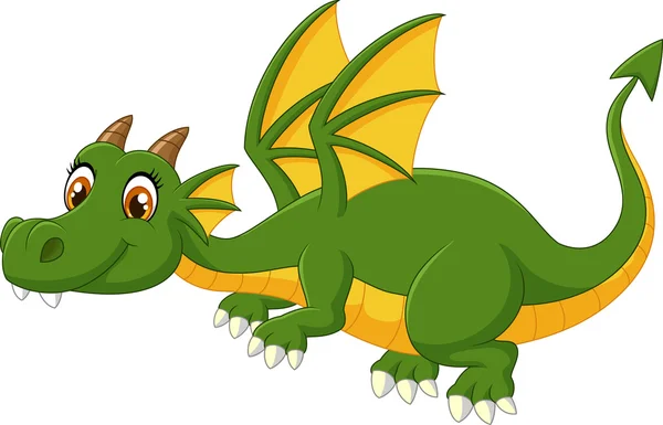 Cartoon green dragon flying — Stock Vector