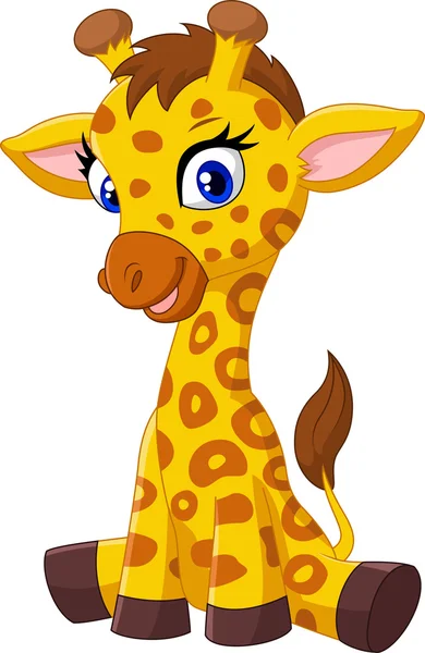 Żyrafa dziecka kreskówka siedzi — Wektor stockowy