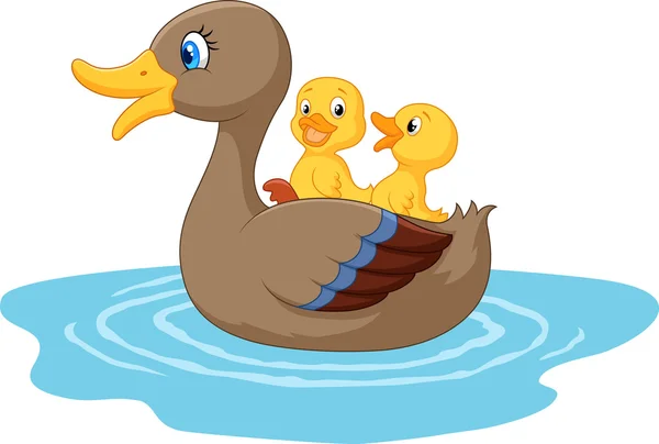 Dibujos animados patos en el estanque — Vector de stock