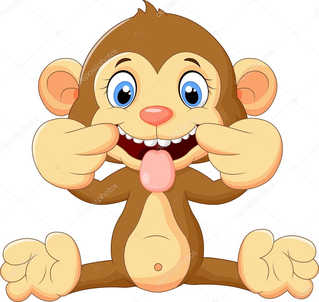 Baixe Macaco de desenho animado feliz com a boca aberta PNG