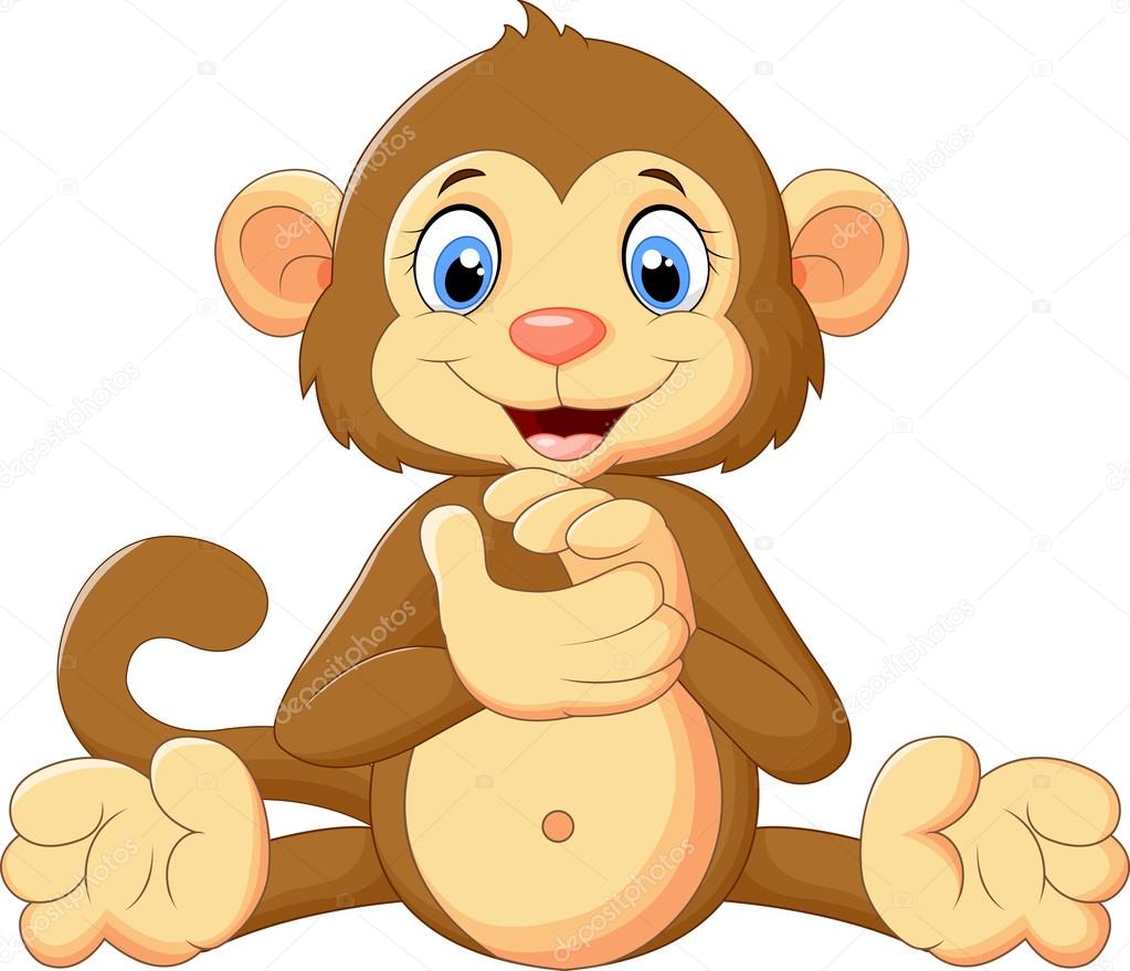 Cartoon cute monkey clapping his hands