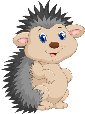 Sevimli kirpi karikatür duruyordu