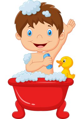 Cartoon child taking a bath