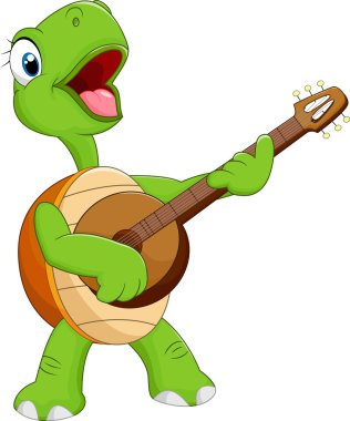 Çizgi film kaplumbağa gitar çalmak