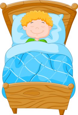 Cartoon little boy fell asleep clipart