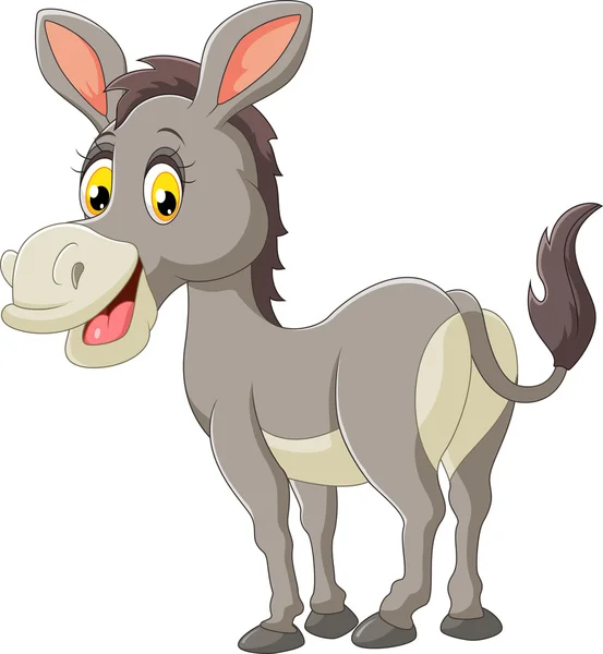 Burro de dibujos animados sonrisa y feliz — Vector de stock