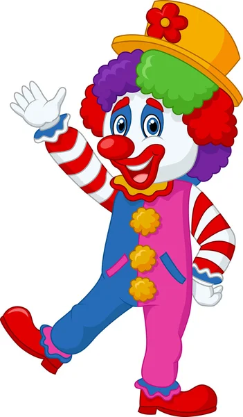 Clown dessin animé agitant la main — Image vectorielle