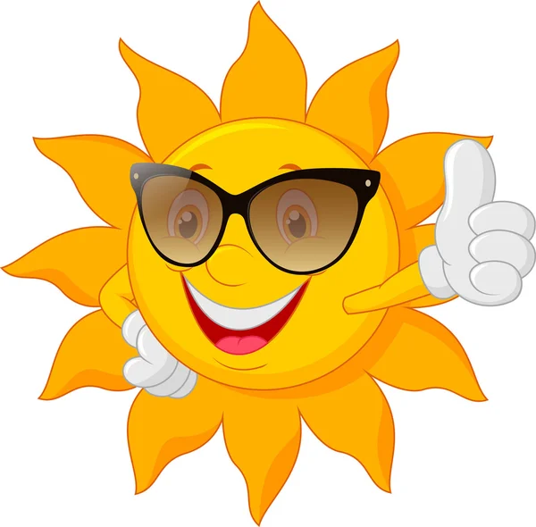 Cartoon sun giving thumb up — Stock Vector