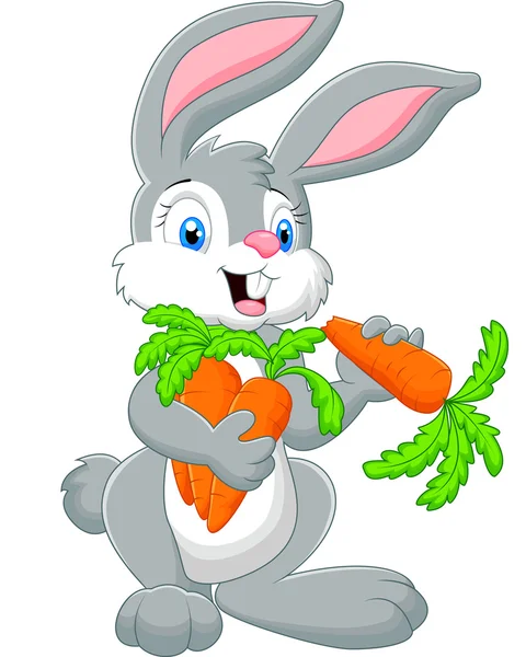 Cartoon rabbit holding a carrot — Stock Vector