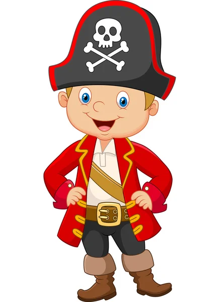 Cartoon lilla pojke piratkapten — Stock vektor