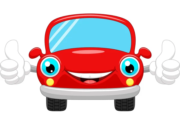 Cartoon car gives thumbs up — Stock Vector