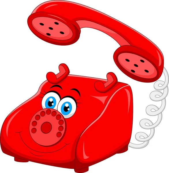 Cartoon Red Old Retro Rotary Telephone — Stock Vector