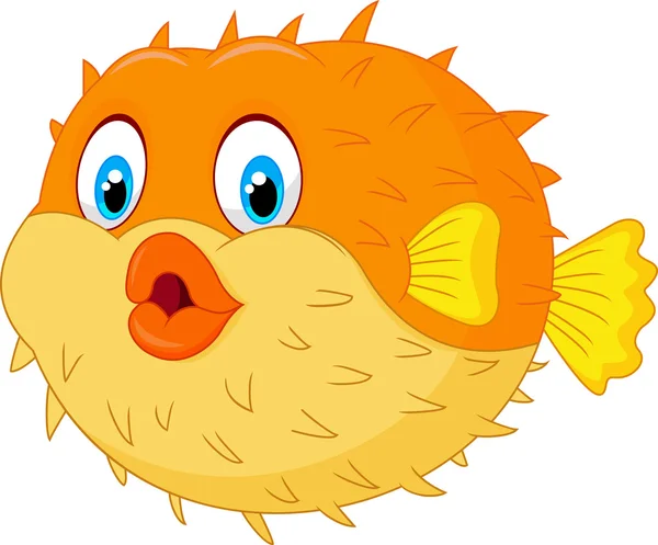 Bonito pez globo de dibujos animados — Archivo Imágenes Vectoriales