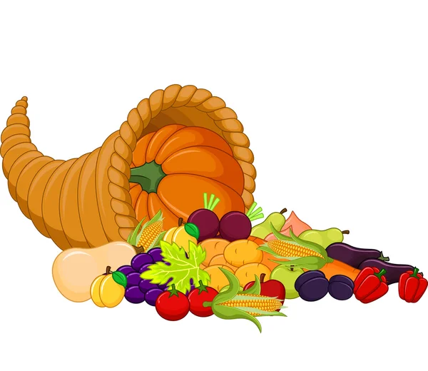 Cartoon oogst cornucopia — Stockvector