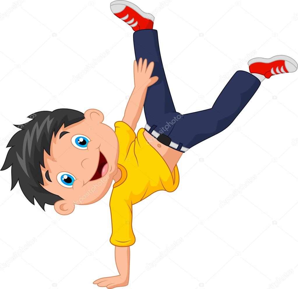 Cartoon boy standing on his hands — Stock Vector © tigatelu 72455587