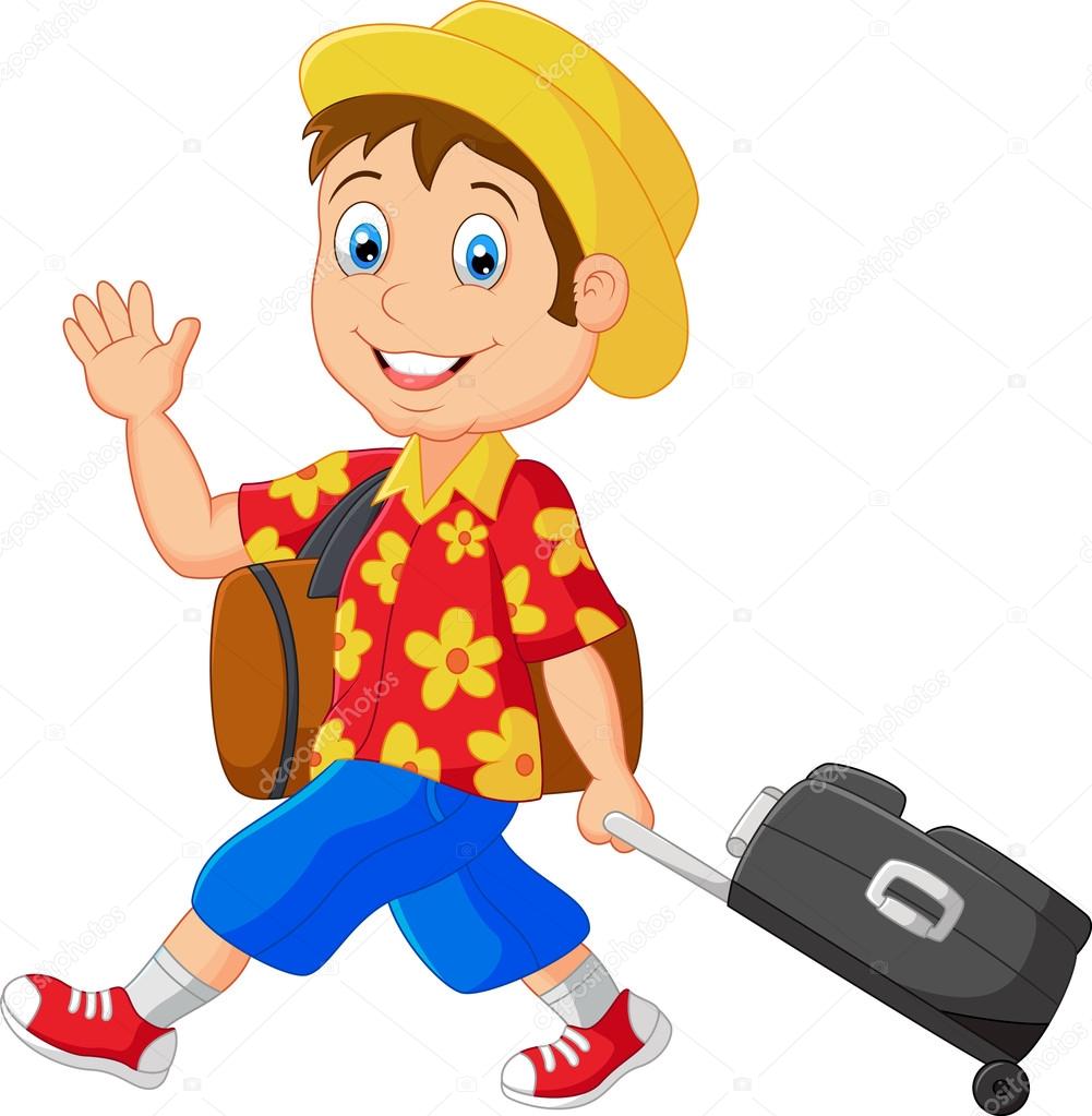 Cartoon man with traveling bag