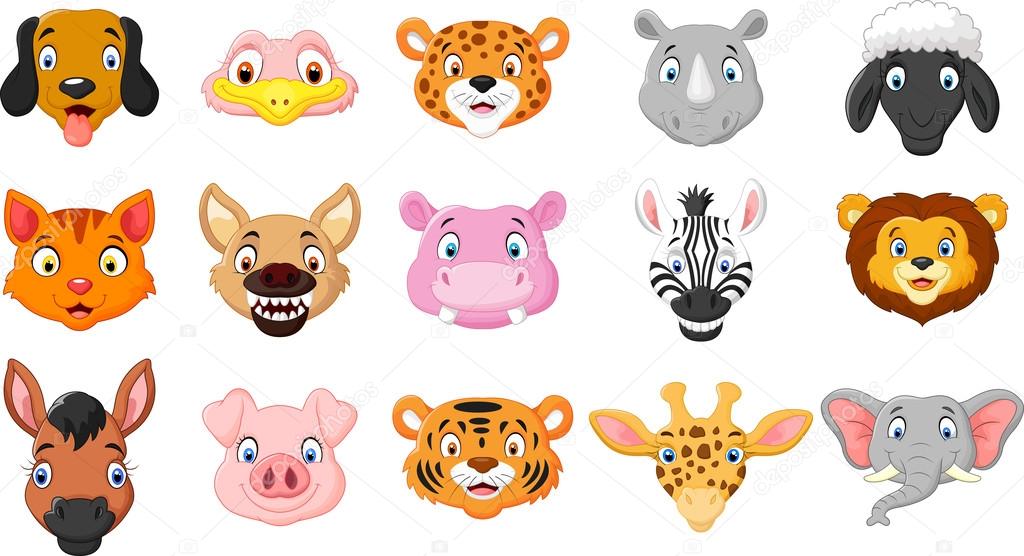 Animal head cartoon collection