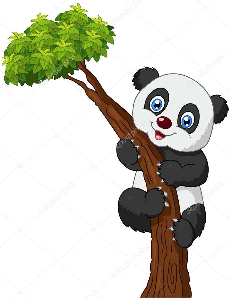 Cute panda cartoon climbing tree Stock Vector Image by ©tigatelu #72456783