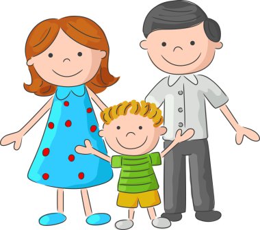 Aile mutlu karikatür kroki