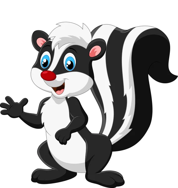 Lindo skunk dibujos animados presentando — Archivo Imágenes Vectoriales